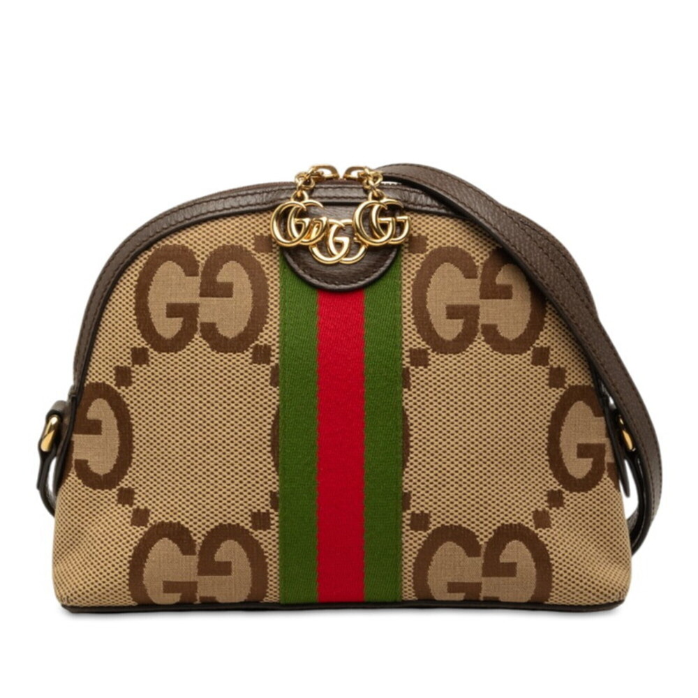 Gucci Ophidia Jumbo GG Crossbody Shoulder Bag 499621 Brown Canvas Leather Wom...